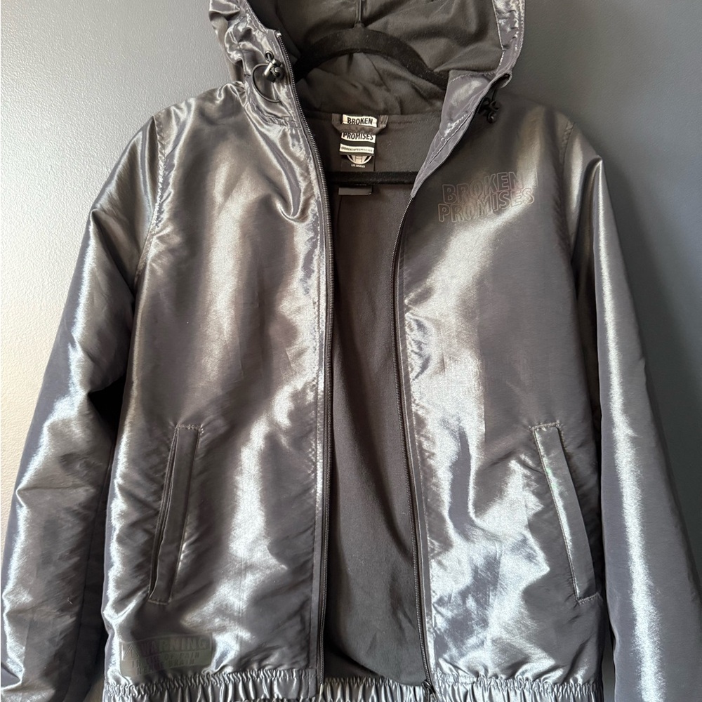 Broken Promises Shimmery Black Bomber Jacket